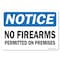 Signmission OSHA Notice Sign, 7" Height, 10" Width, Rigid Plastic, No Firearms Permitted On Premises, Landscape OS-NS-P-710-L-19553 - alternate 1